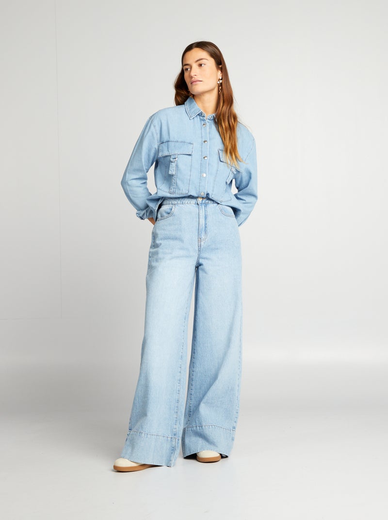 Pantalón vaquero wide-leg/ ancho AZUL - Kiabi
