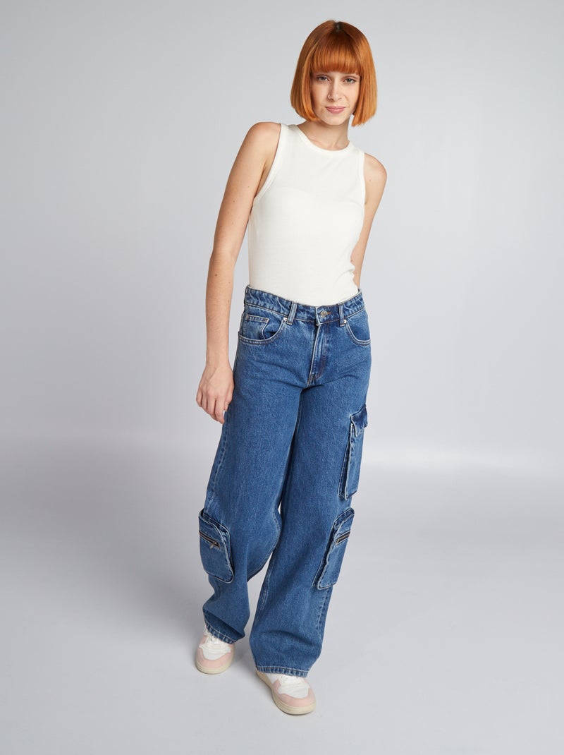 Pantalón vaquero wide leg AZUL - Kiabi
