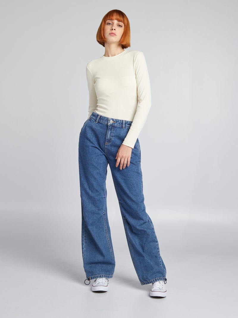 Pantalón vaquero wide leg AZUL - Kiabi