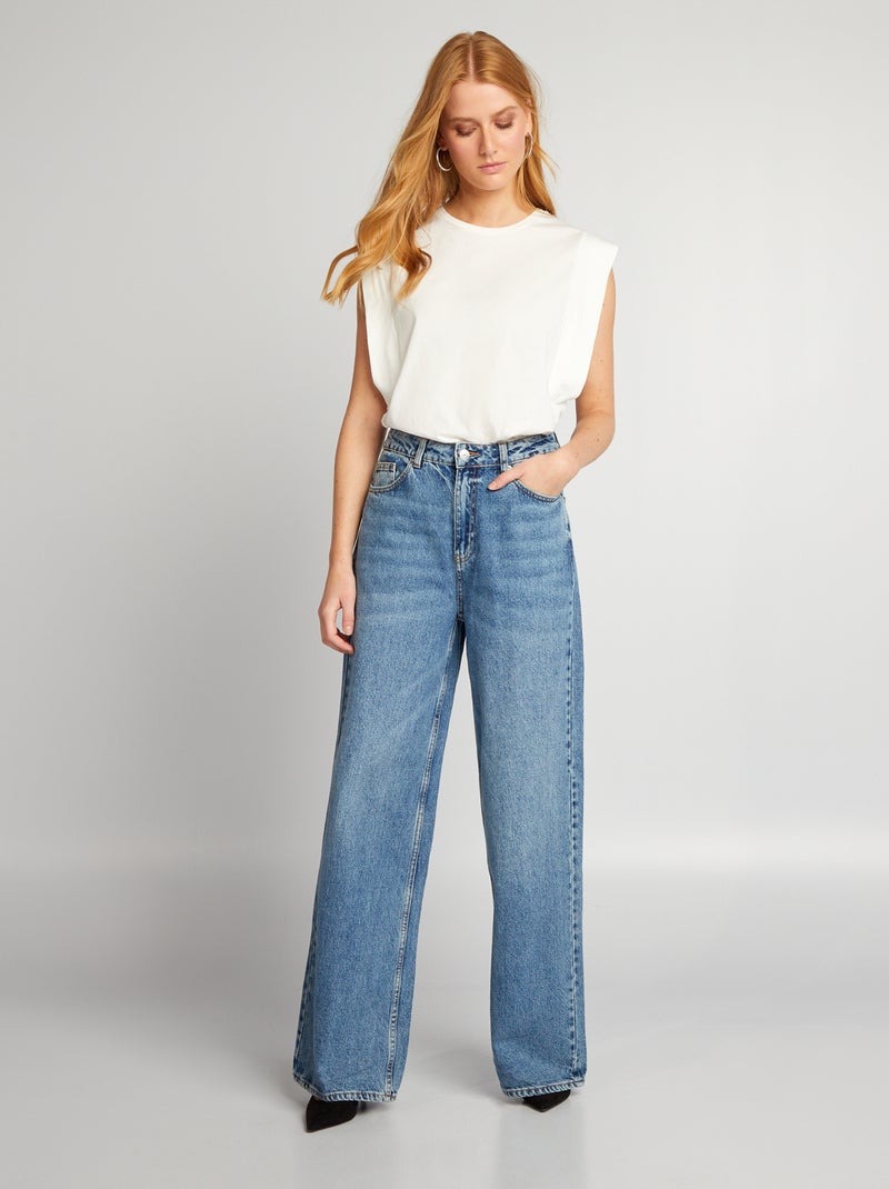 Pantalón vaquero wide leg AZUL - Kiabi