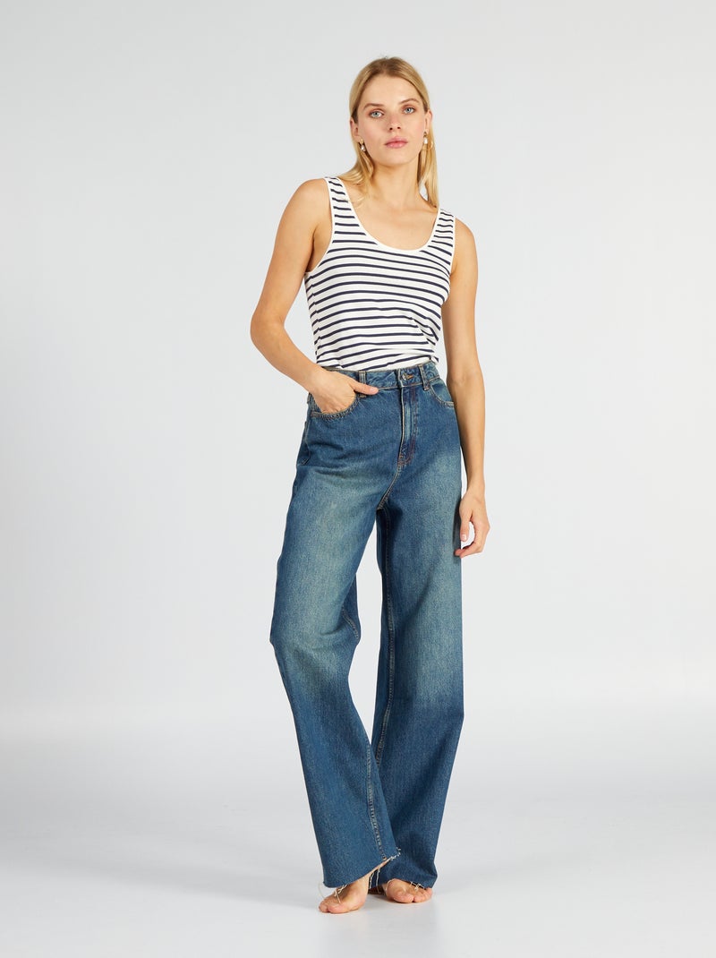 Pantalón vaquero wide leg AZUL - Kiabi