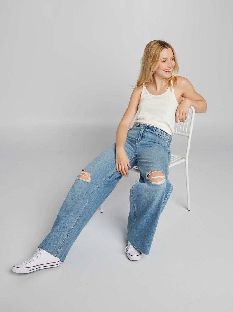 Pantalón vaquero wide leg AZUL - Kiabi