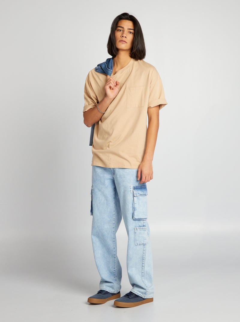Pantalón vaquero wide leg con bolsillos AZUL - Kiabi