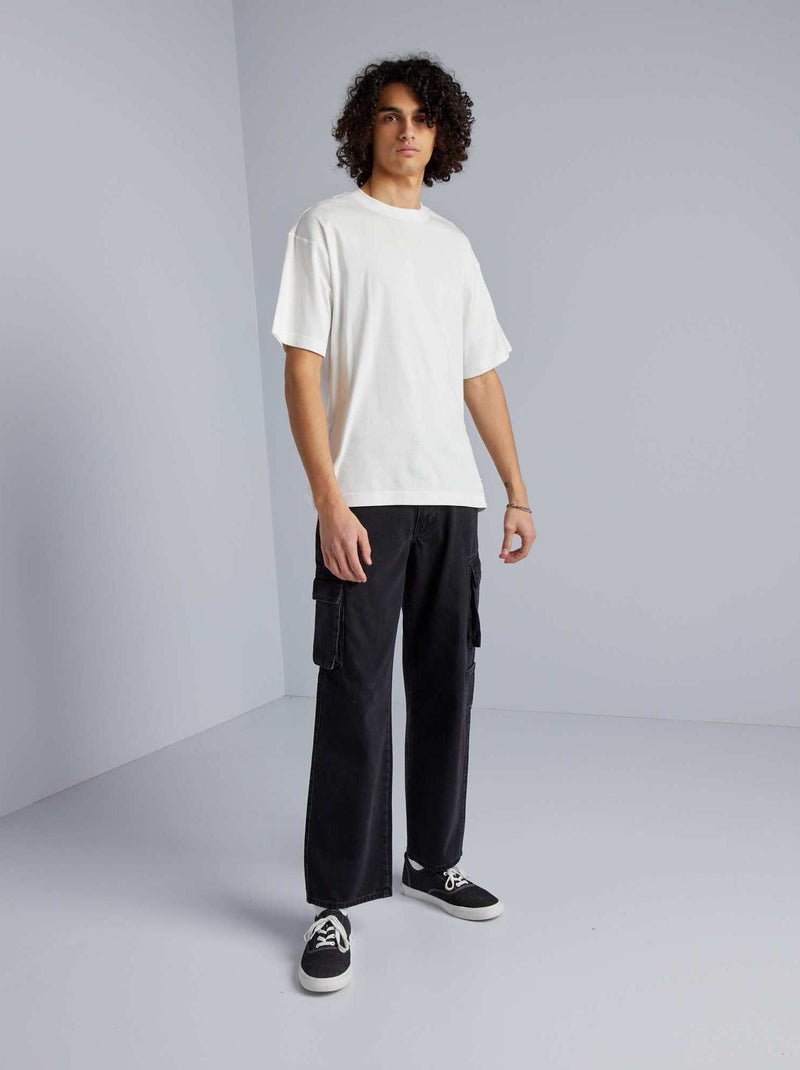 Pantalón vaquero wide leg con bolsillos GRIS - Kiabi