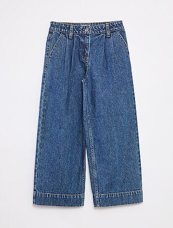 Pantalón vaquero wide leg de efecto plisado