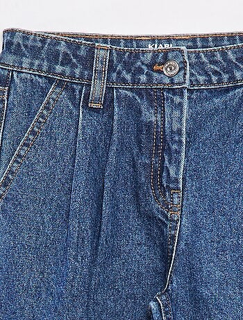Pantalón vaquero wide leg de efecto plisado