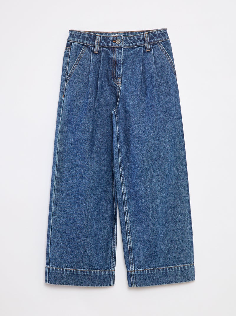 Pantalón vaquero wide leg de efecto plisado Azul - Kiabi