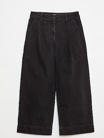 Pantalón vaquero wide leg de efecto plisado