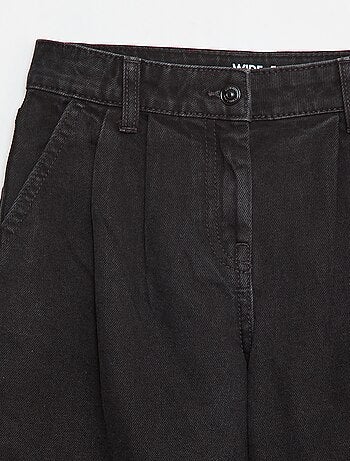 Pantalón vaquero wide leg de efecto plisado
