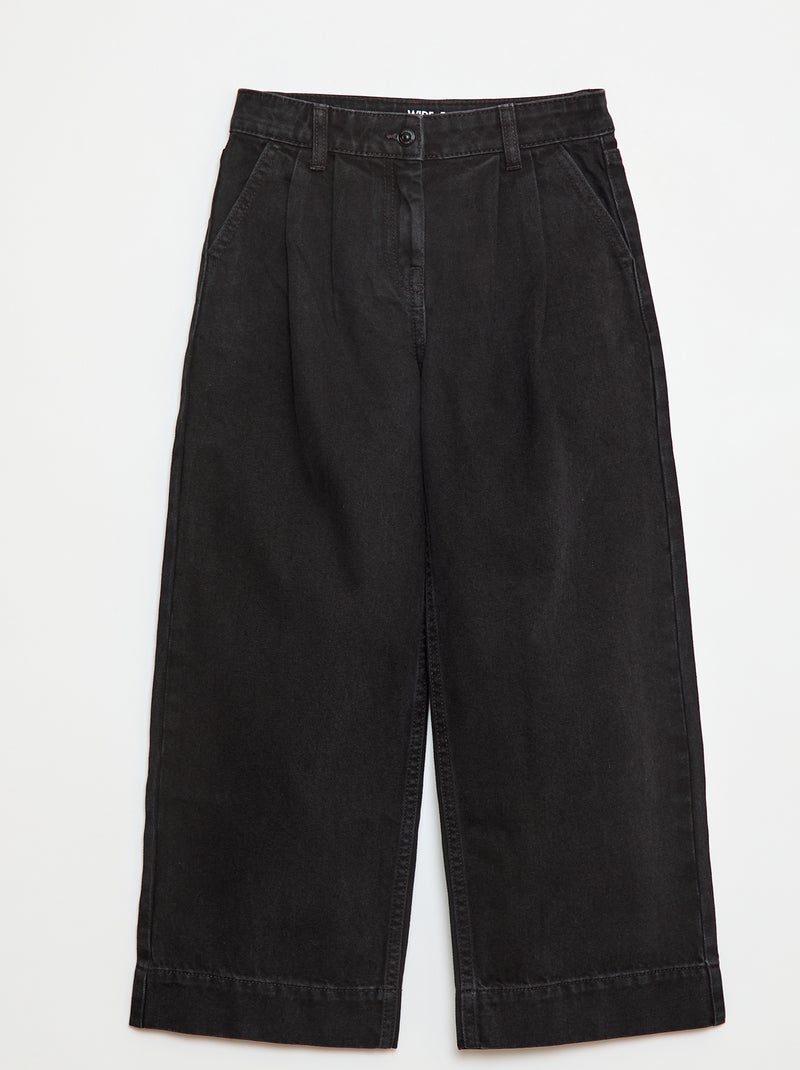 Pantalón vaquero wide leg de efecto plisado Gris - Kiabi