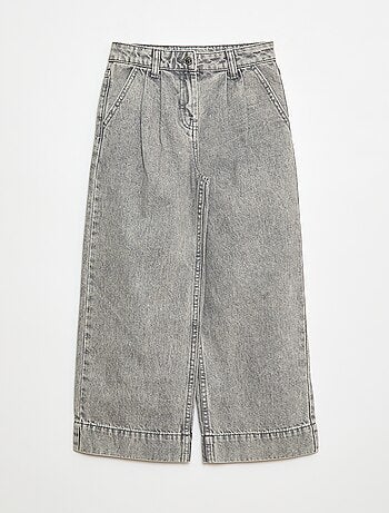 Pantalón vaquero wide leg de efecto plisado