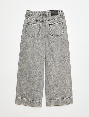 Pantalón vaquero wide leg de efecto plisado