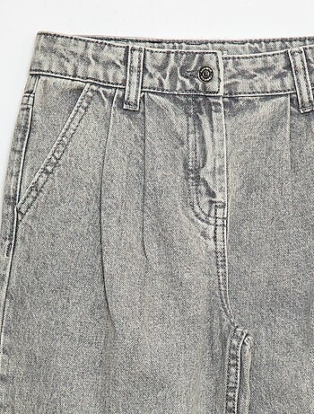Pantalón vaquero wide leg de efecto plisado