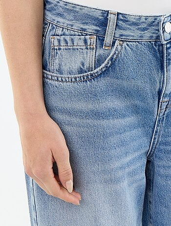 Pantalón vaquero wide leg efecto desgastado