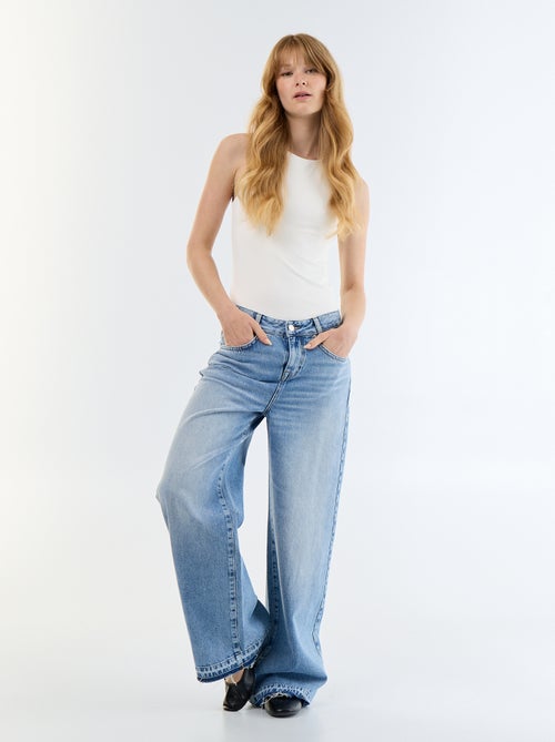 Pantalón vaquero wide leg efecto desgastado - Kiabi