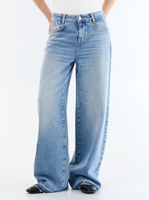 Pantalón vaquero wide leg efecto desgastado - Kiabi