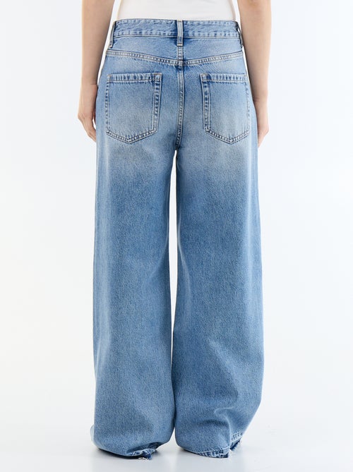 Pantalón vaquero wide leg efecto desgastado - Kiabi