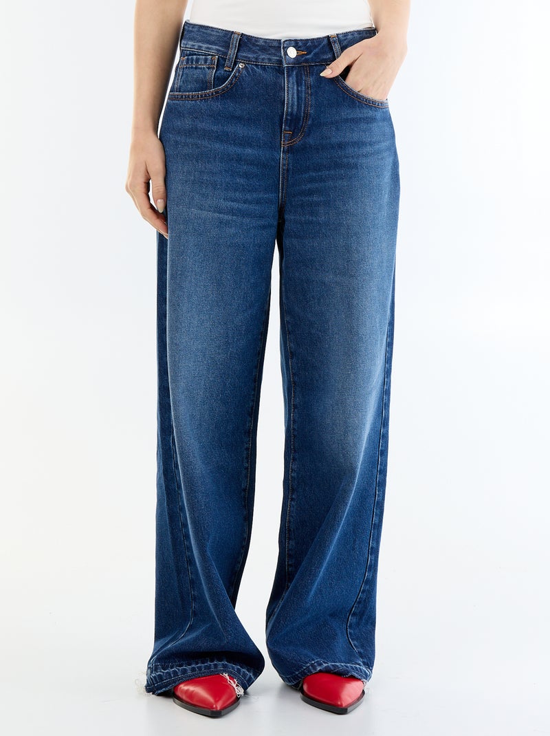 Pantalón vaquero wide leg efecto desgastado Azul - Kiabi