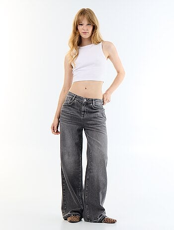 Pantalón vaquero wide leg efecto desgastado