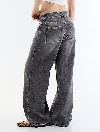 Pantalón vaquero wide leg efecto desgastado