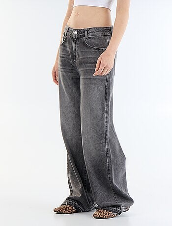 Pantalón vaquero wide leg efecto desgastado