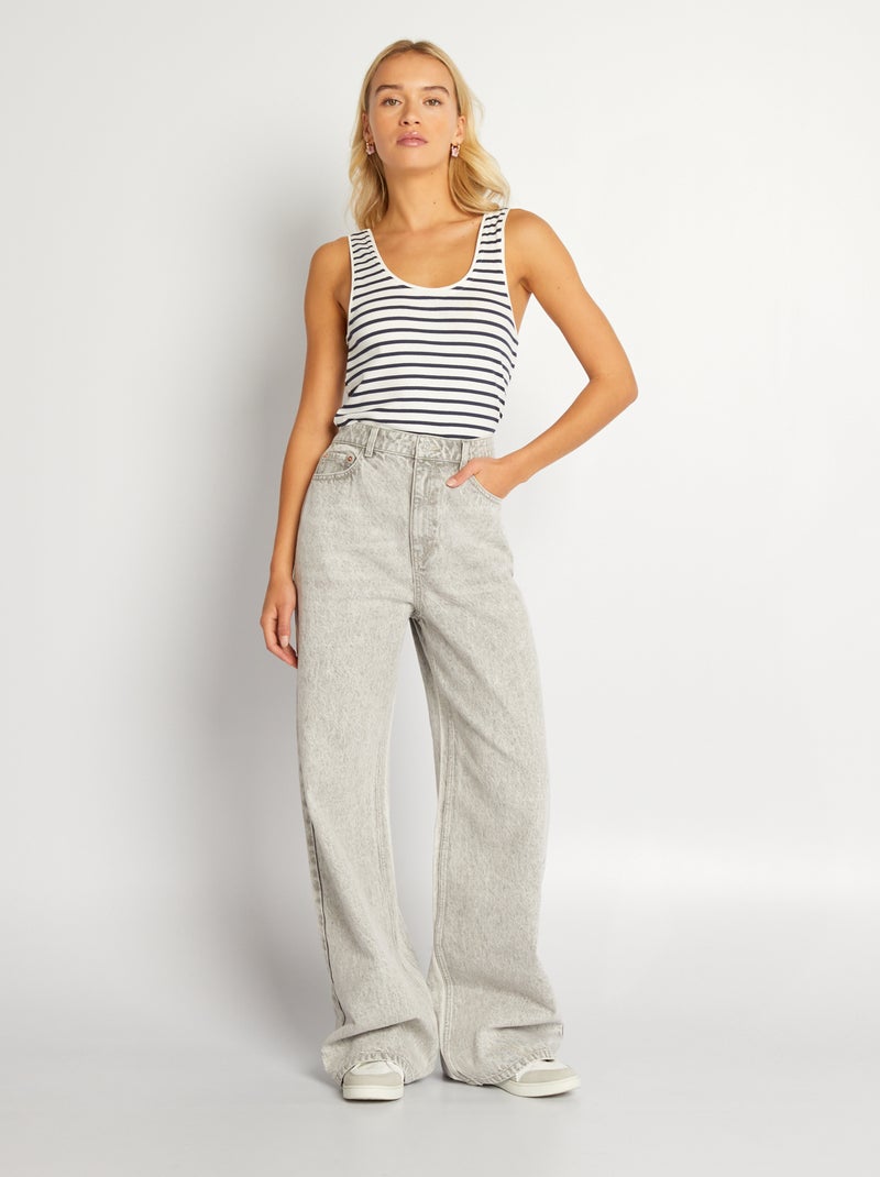 Pantalón vaquero wide leg GRIS - Kiabi