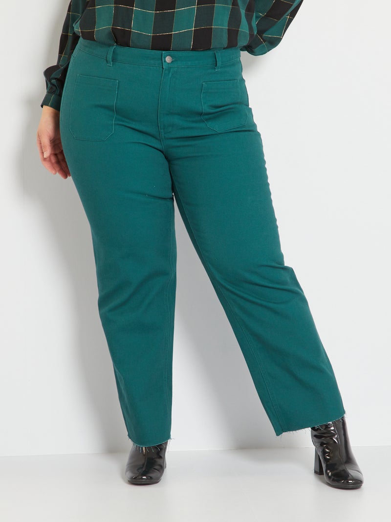 Pantalón vaquero wide leg verde gris - Kiabi