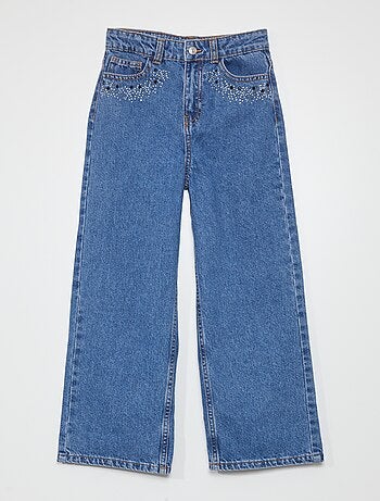 Pantalón vaquero wideleg con strass - Kiabi