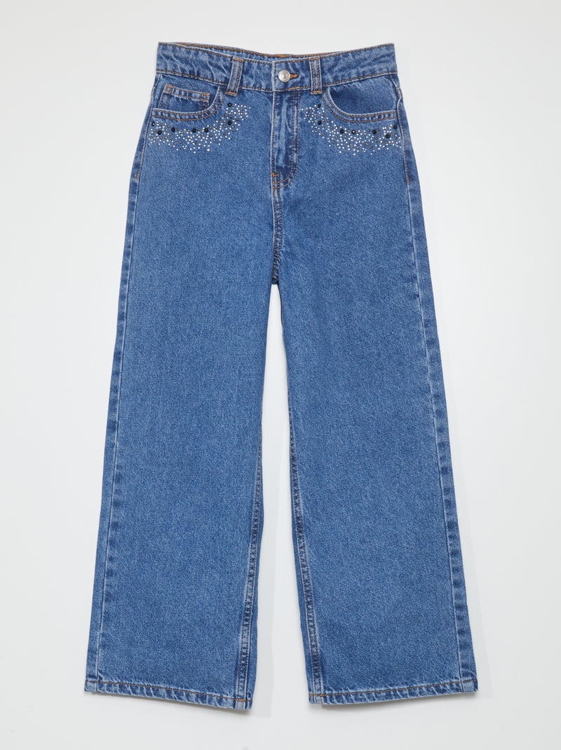 Pantalón vaquero wideleg con strass AZUL - Kiabi