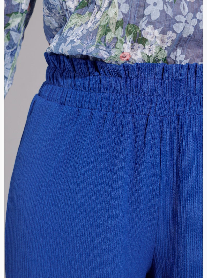 Pantalón verde con cinturilla elástica ancha y malla en relieve - Afibel Azul - Kiabi