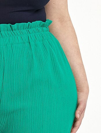 Pantalón verde con cinturilla elástica ancha y malla en relieve - Afibel