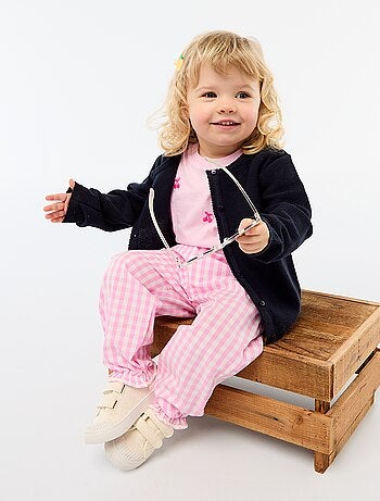 Pantalón vichy rosa en popelina de algodón