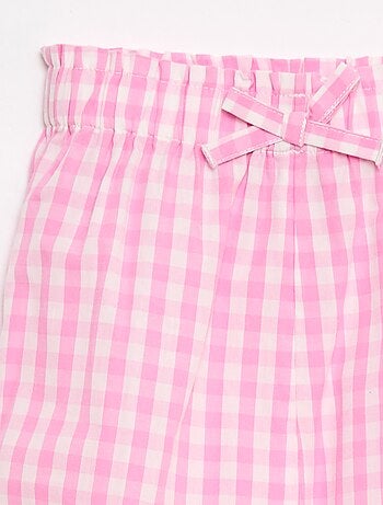 Pantalón vichy rosa en popelina de algodón