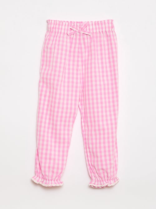 Pantalón vichy rosa en popelina de algodón - Kiabi