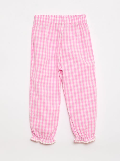 Pantalón vichy rosa en popelina de algodón - Kiabi