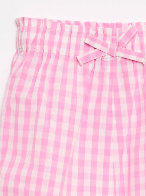 Pantalón vichy rosa en popelina de algodón - Kiabi