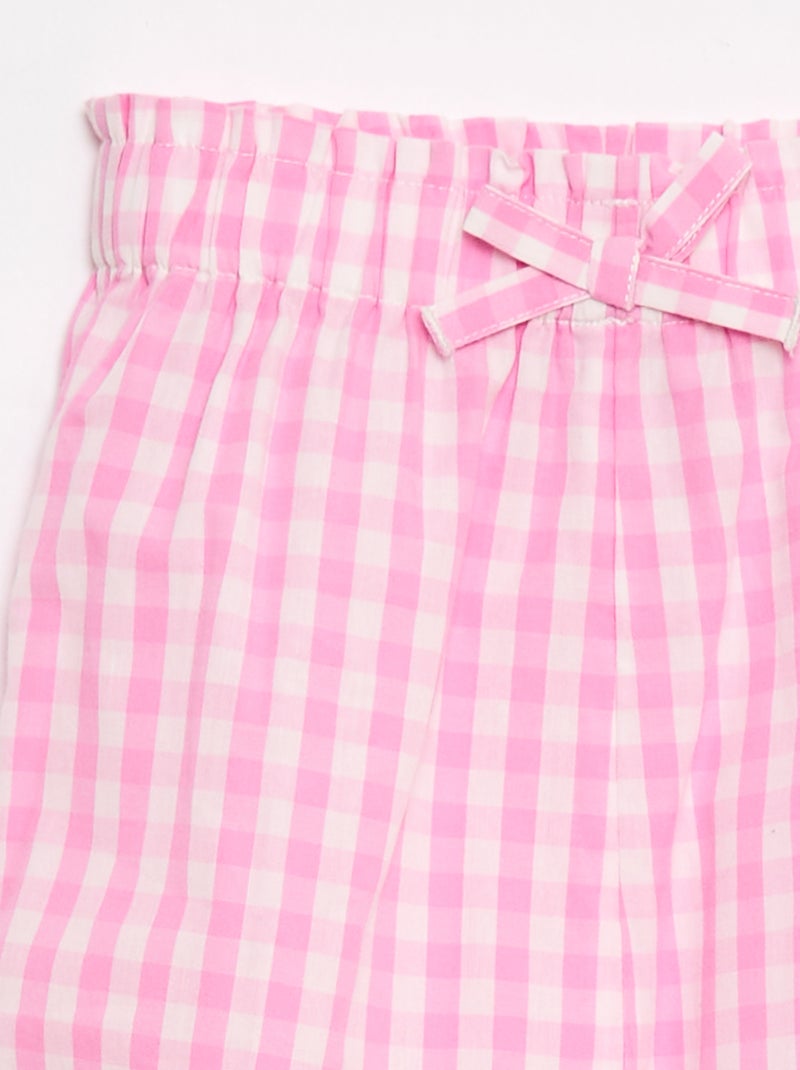 Pantalón vichy rosa en popelina de algodón Rosa - Kiabi