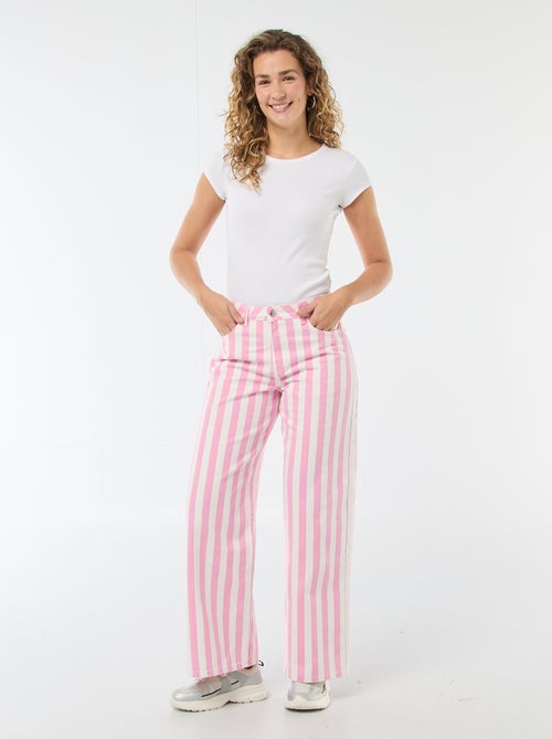 Pantalón wide leg a rayas - Kiabi
