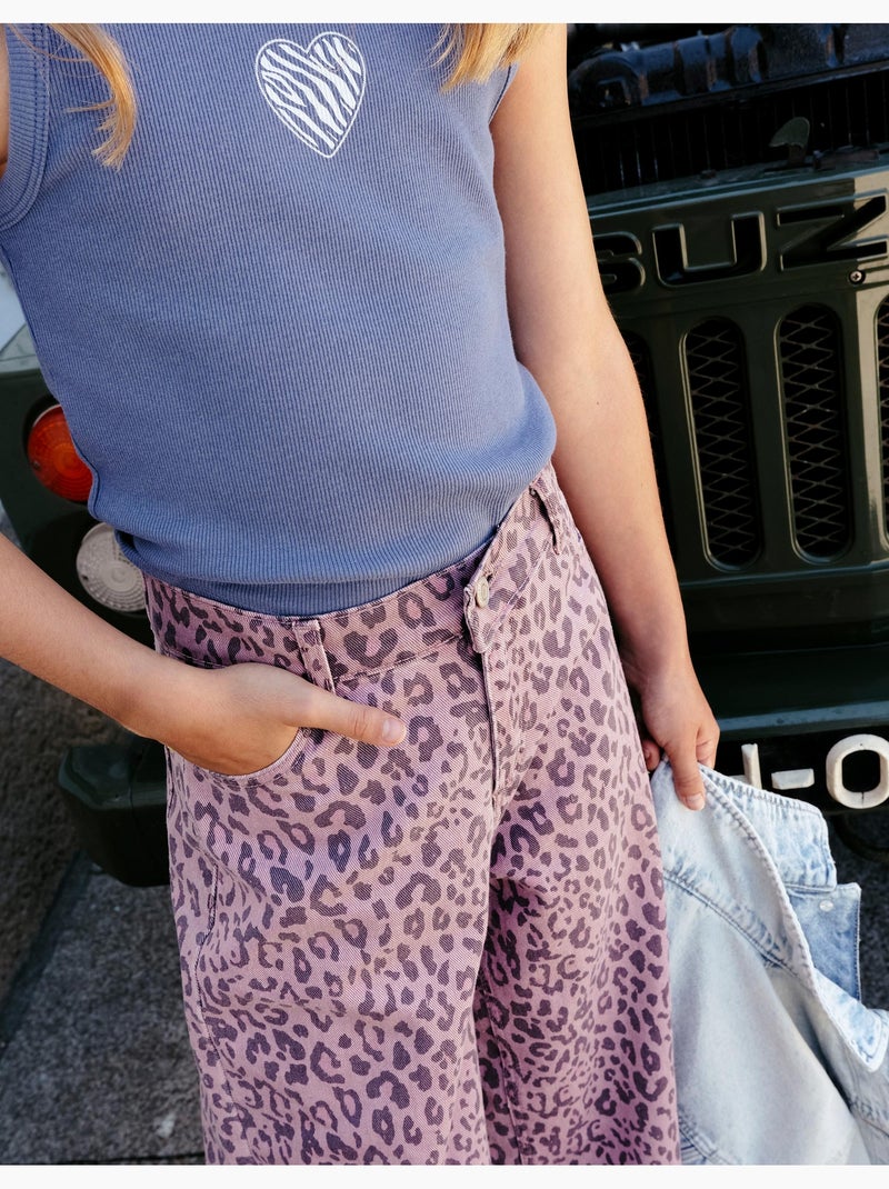 Pantalón wide leg animal print, MO Fashion Malva lila - Kiabi