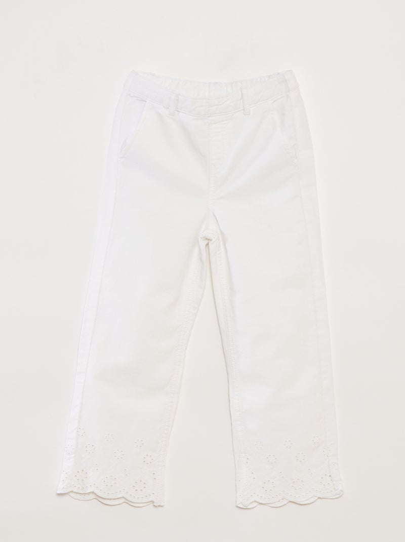 Pantalón wide leg bordado blanco - Kiabi
