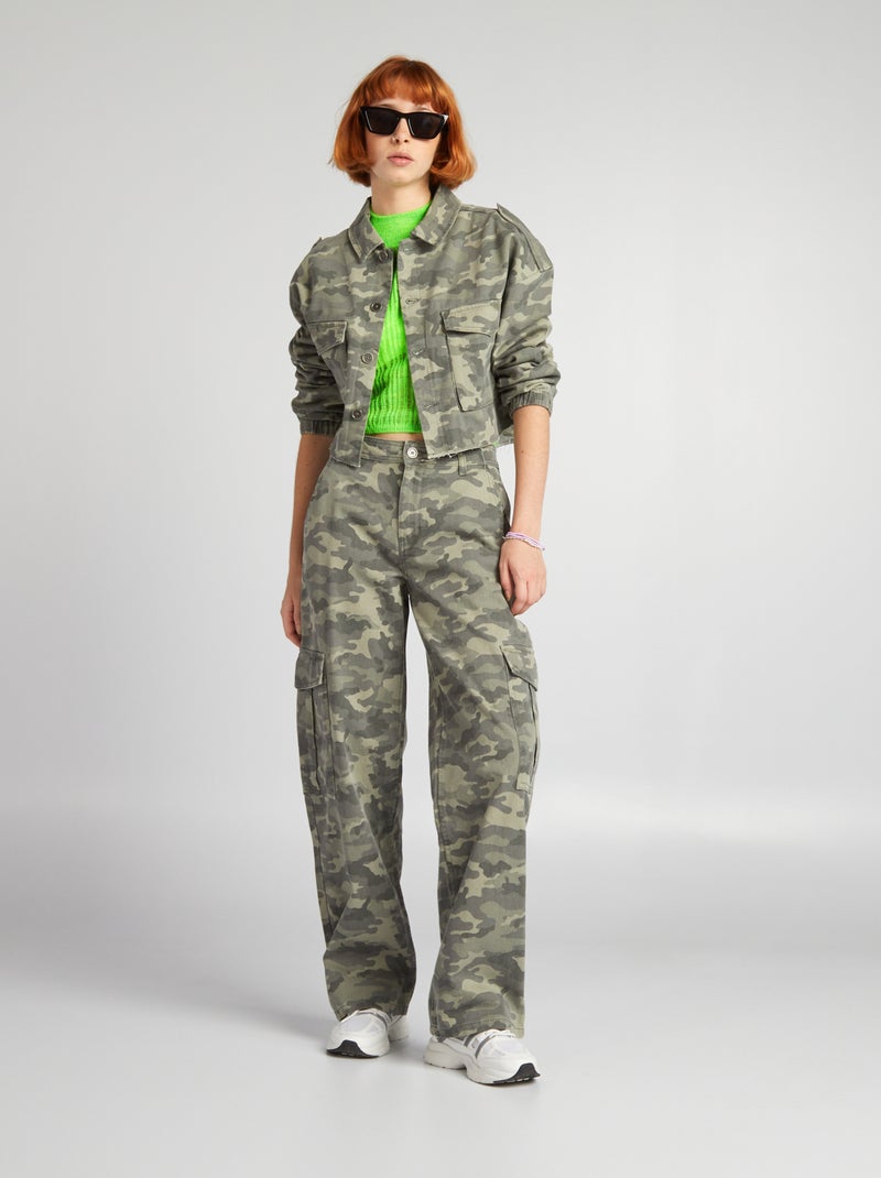 Pantalón wide leg camuflaje - Kiabi