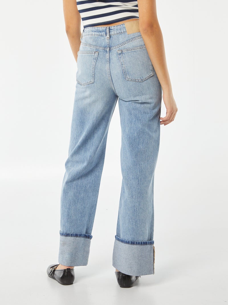 Pantalón wide leg con amplia vuelta en el bajo AZUL - Kiabi