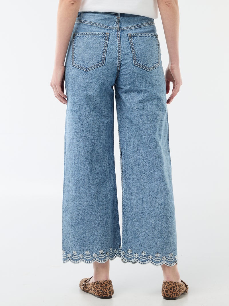 Pantalón wide leg con bolsillos de parche Azul - Kiabi