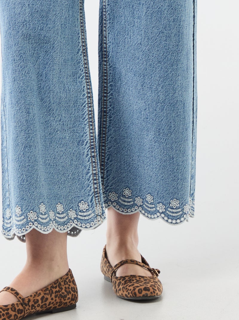 Pantalón wide leg con bolsillos de parche Azul - Kiabi