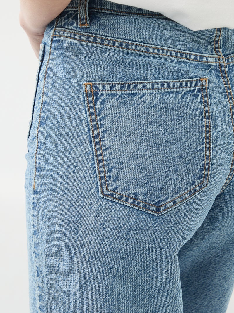 Pantalón wide leg con bolsillos de parche Azul - Kiabi