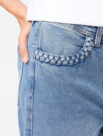 Pantalón wide leg con bolsillos trenzados