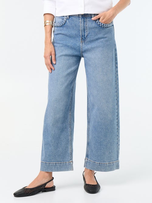 Pantalón wide leg con bolsillos trenzados - Kiabi Pantalón wide leg con bolsillos trenzados - Kiabi