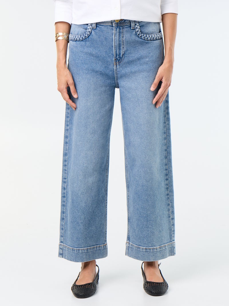 Pantalón wide leg con bolsillos trenzados Azul - Kiabi