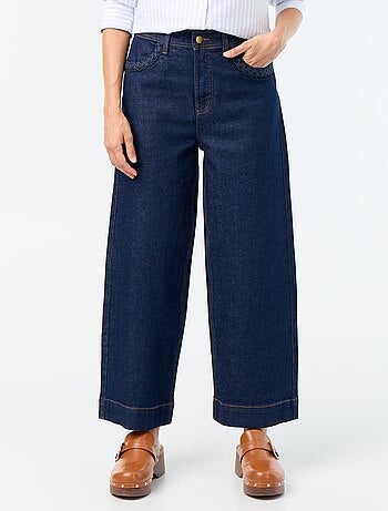 Pantalón wide leg con bolsillos trenzados