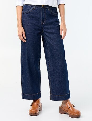 Pantalón wide leg con bolsillos trenzados